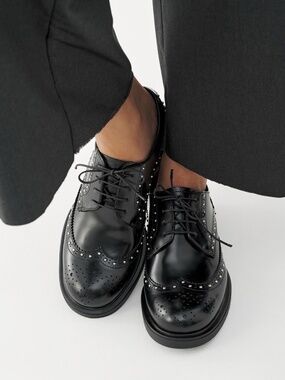 VAGABOND Shoemakers Freya Leather Studded Loafer Shoes Women's Size 39 8.5 9 NEW